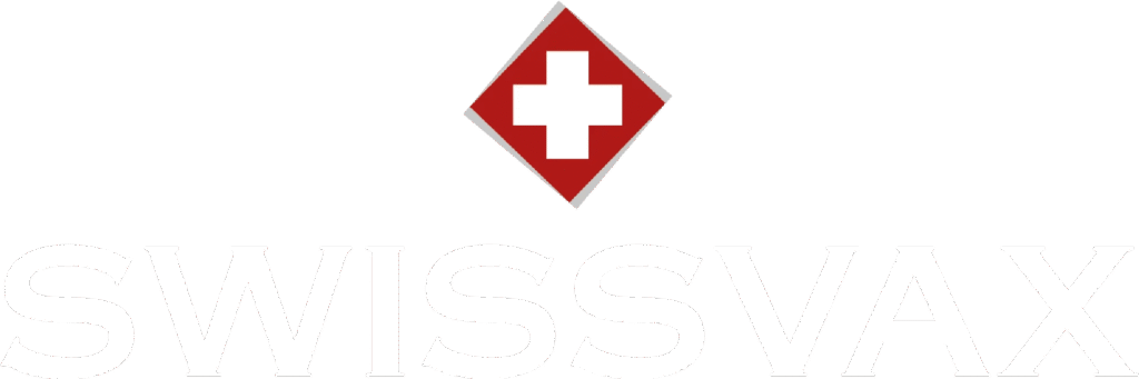 SWISSVAX logo featuring a red diamond with a white cross above the brand name in bold white lettering | Rodeo Werkz Auto Restyling | Dallas, TX