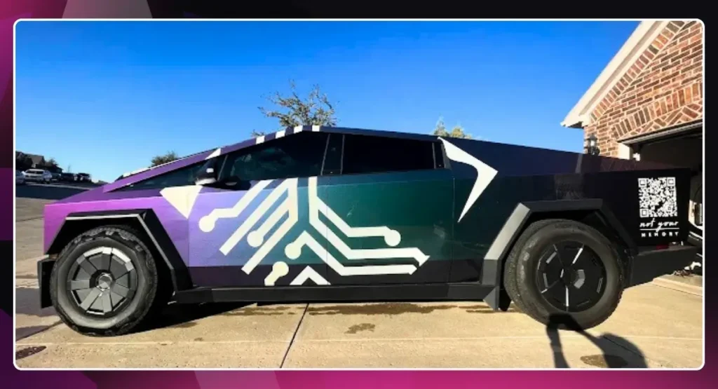 A Purple and Green Circuit Style Vinyl Wrap Done By DFW Clear Bra in Carrollton, TX | Top PPF Providers in Dallas, TX | Rodeo Werkz
