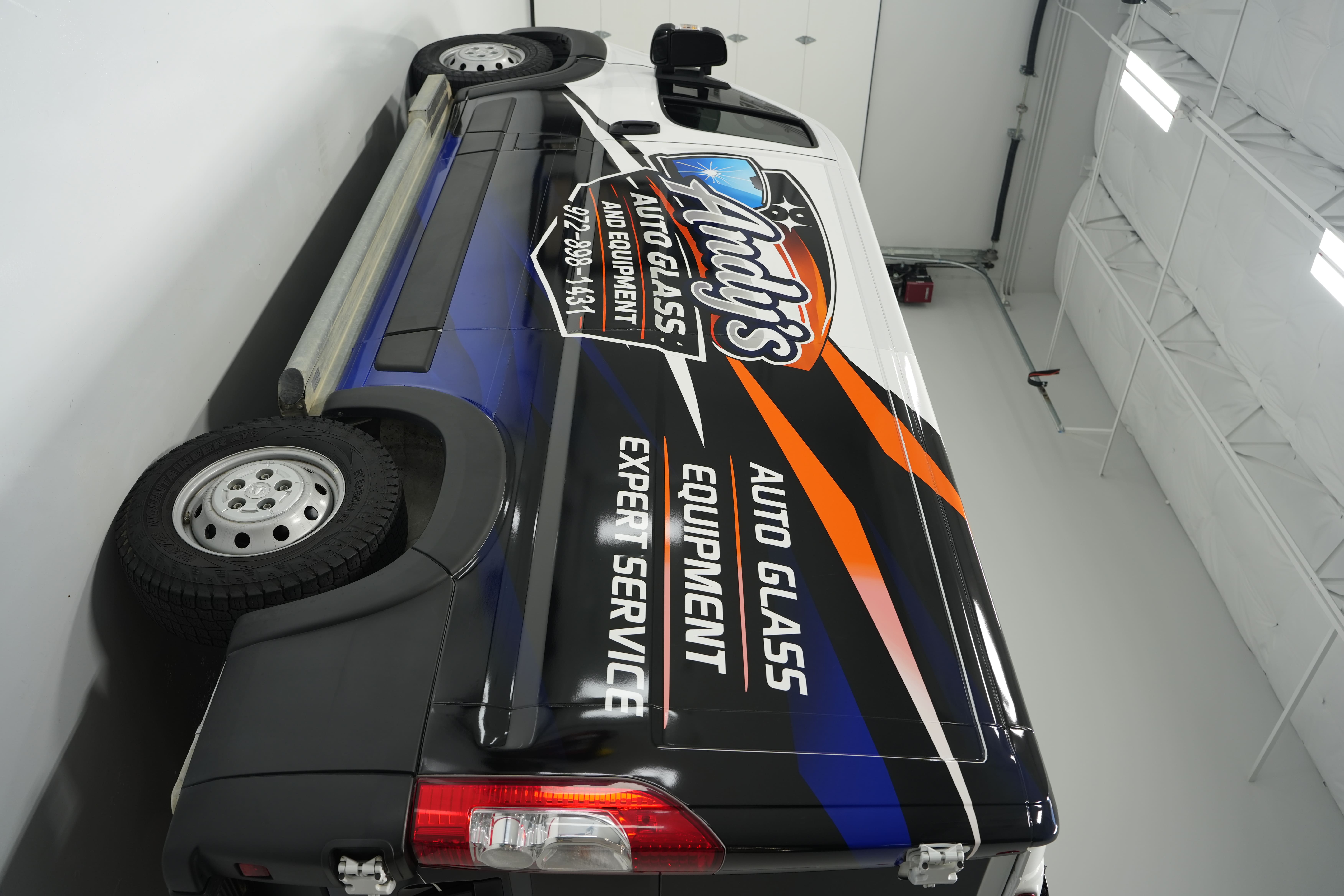 Andy Auto Glass commercial vehicle graphics installed by Rodeo Werkz on a 2023 Ram truck.